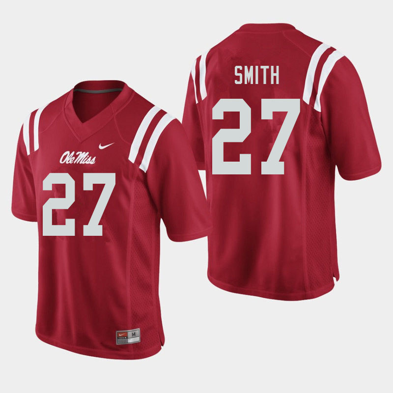 Dallas Smith Ole Miss Rebels NCAA Men's Red #27 Stitched Limited College Football Jersey KIR7458XW